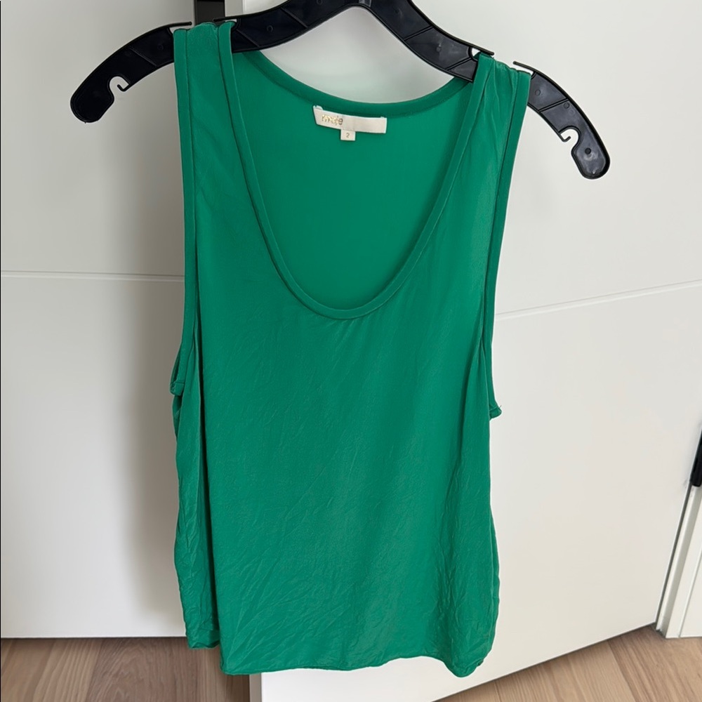 Maje- 100% silk Vibrant Green Tank Top